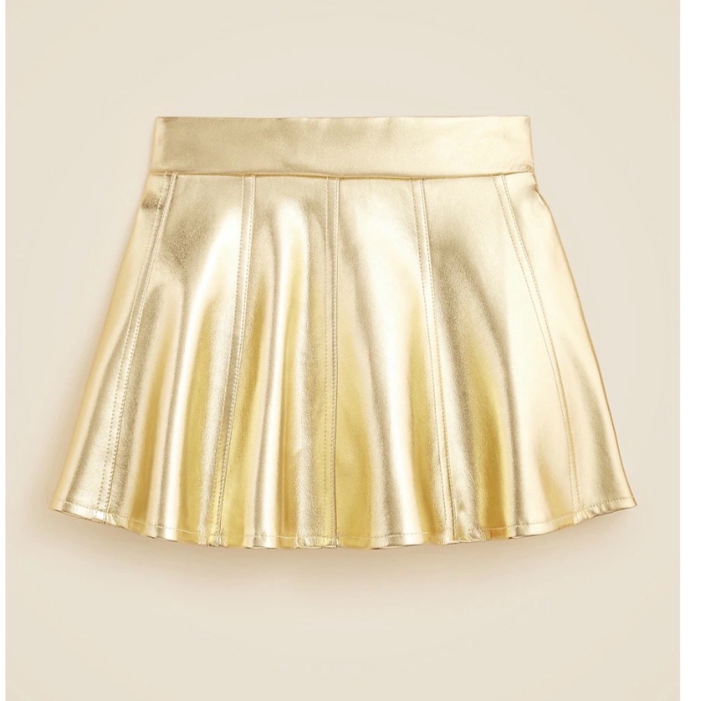 Girls' picture day skirt in faux metallic leather